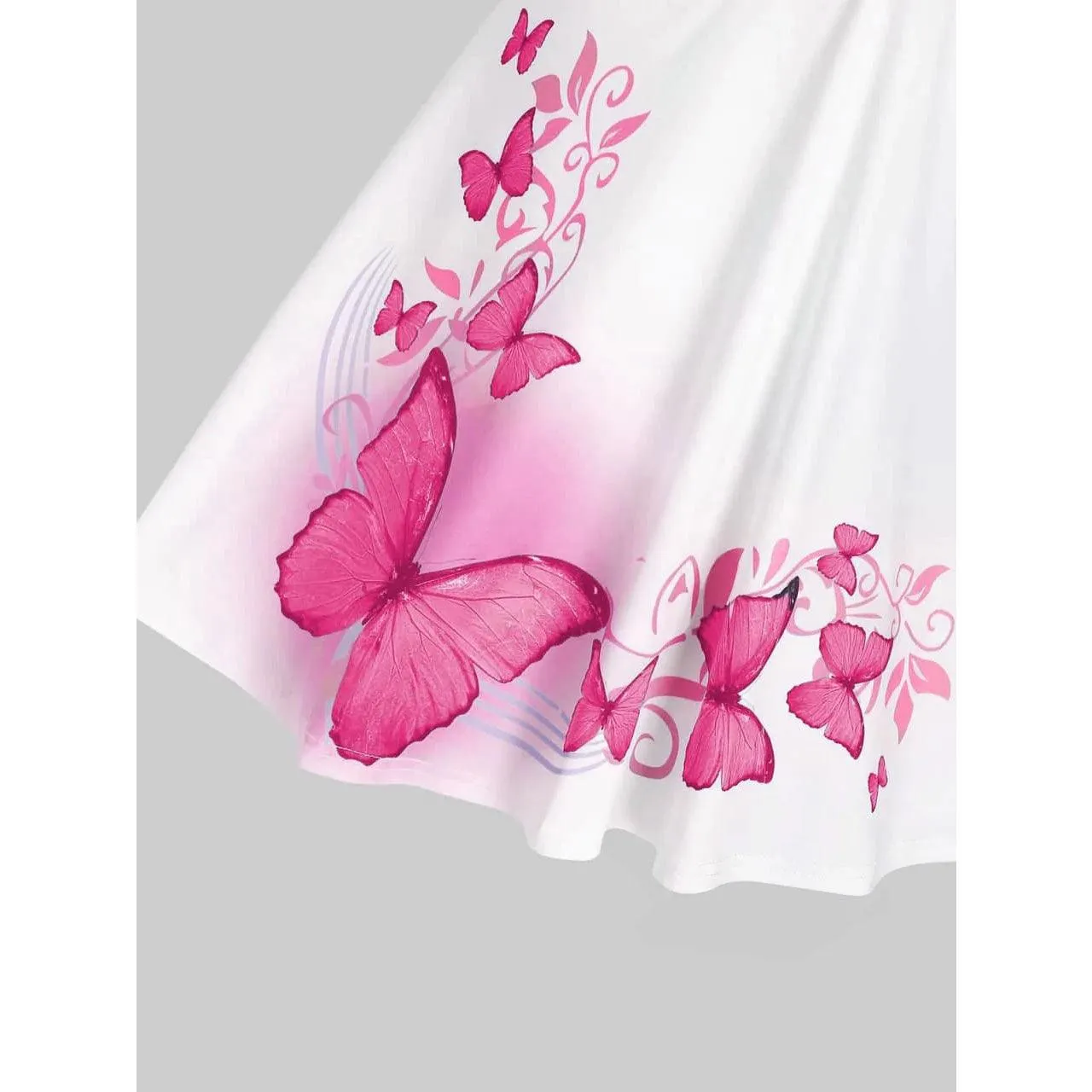 Pink Butterfly Tank Top, Gorgeous O Ring Casualwear For Women