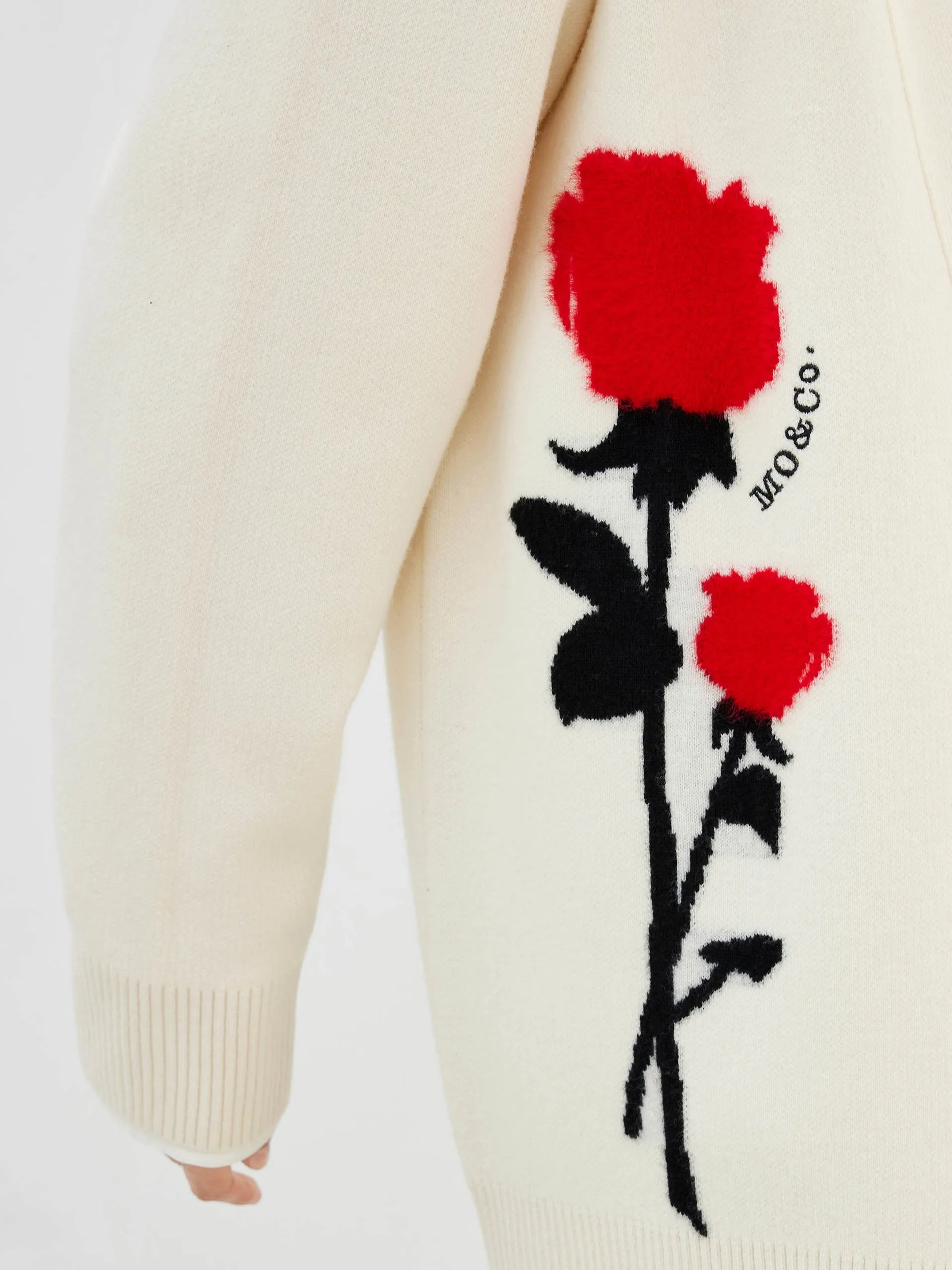 Rose Embroidered Wool Cardigans