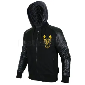 Scorpion Black Hooded Jacket with Leather Sleeves