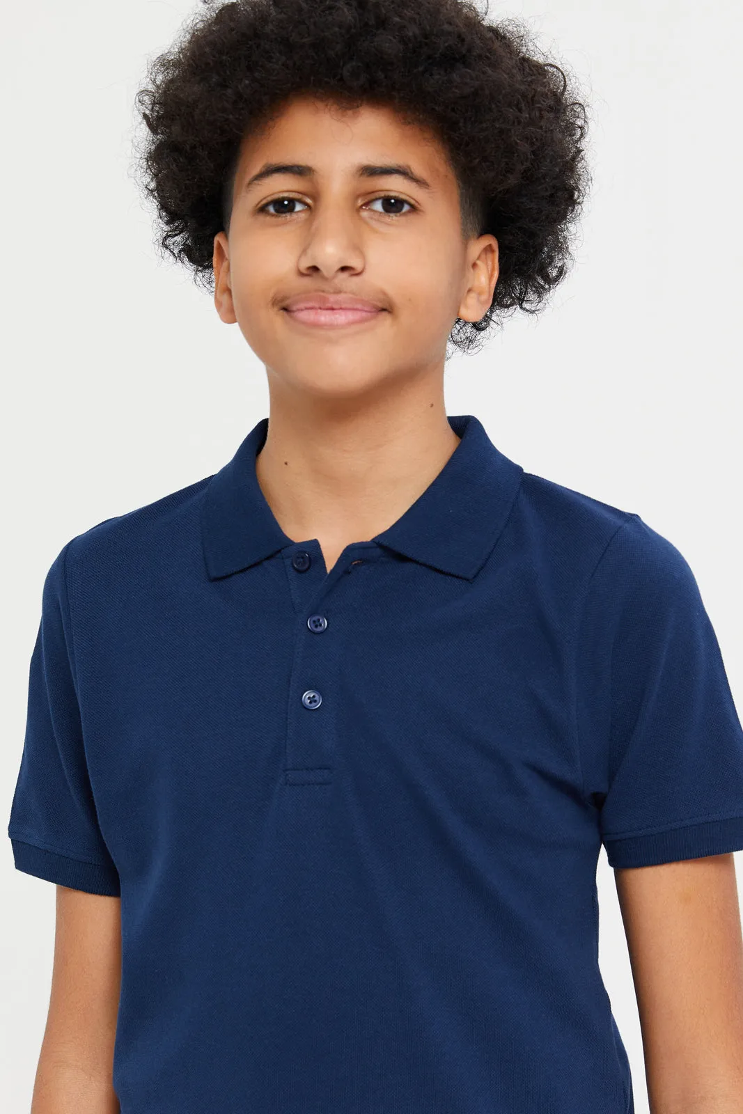 Senior Boys Navy And Grey Polo Shirts Set (2 Piece)