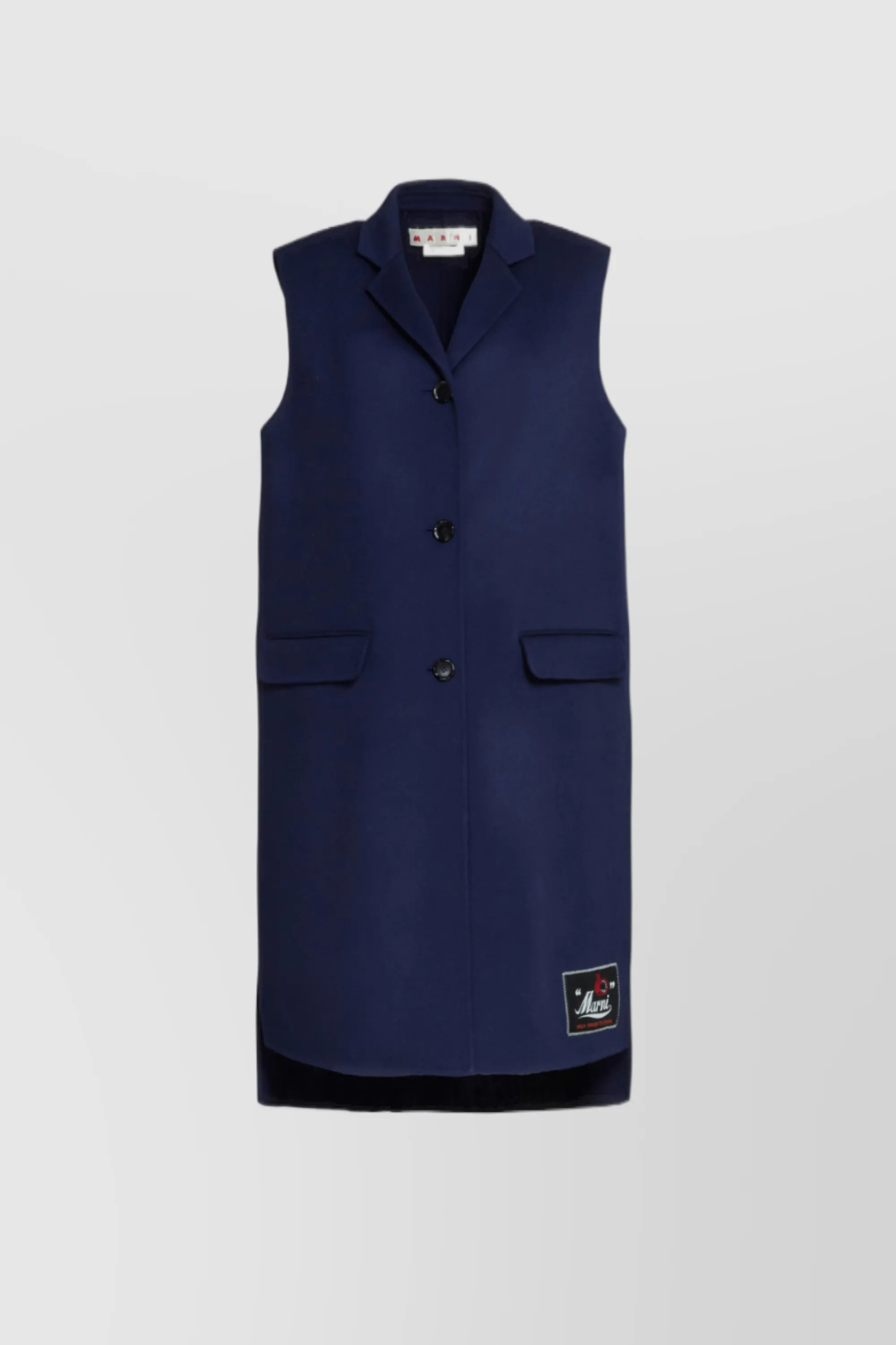 Sleeveless wool-cashmere long vest coat