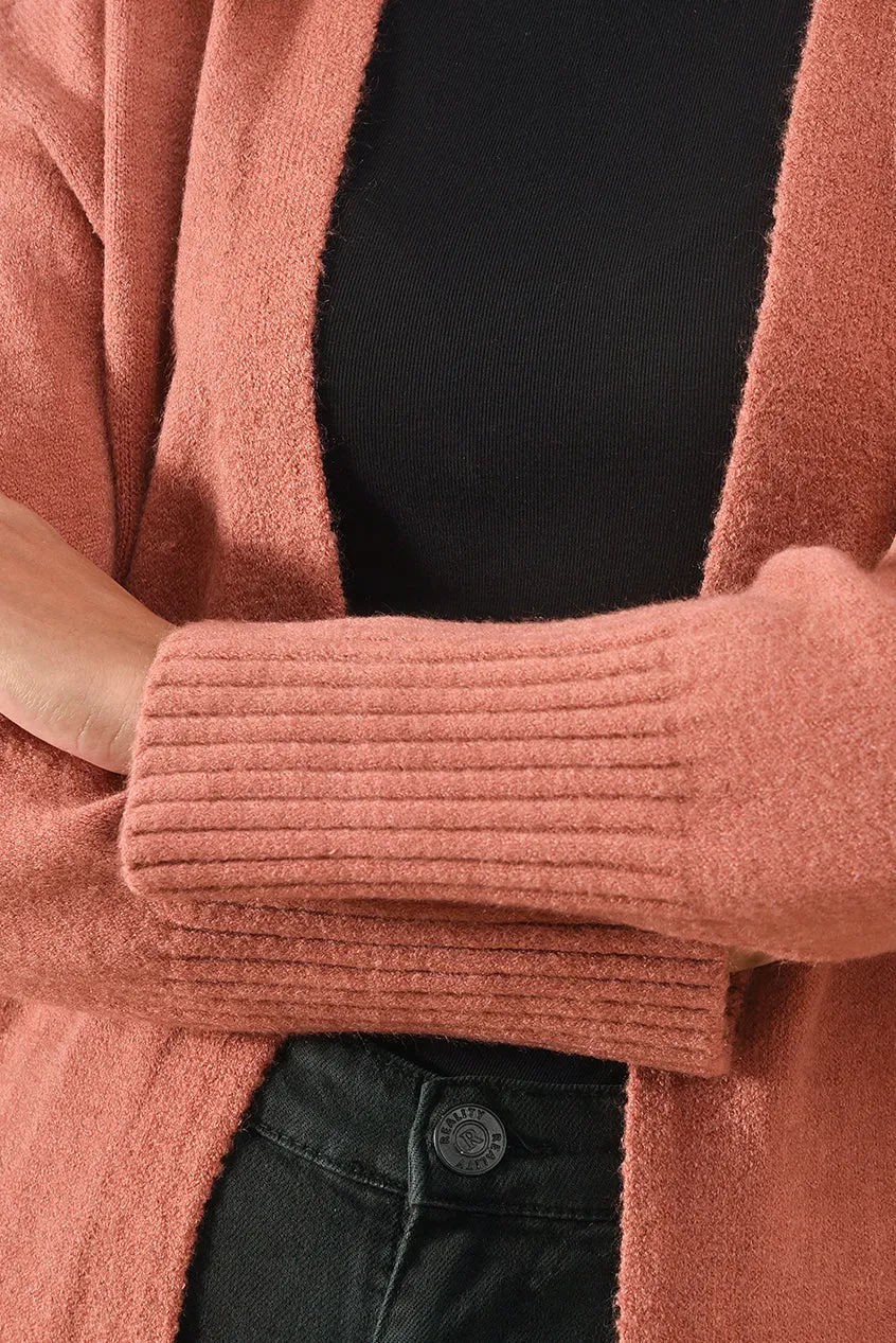 Soft Blush Open-Front Cardigan