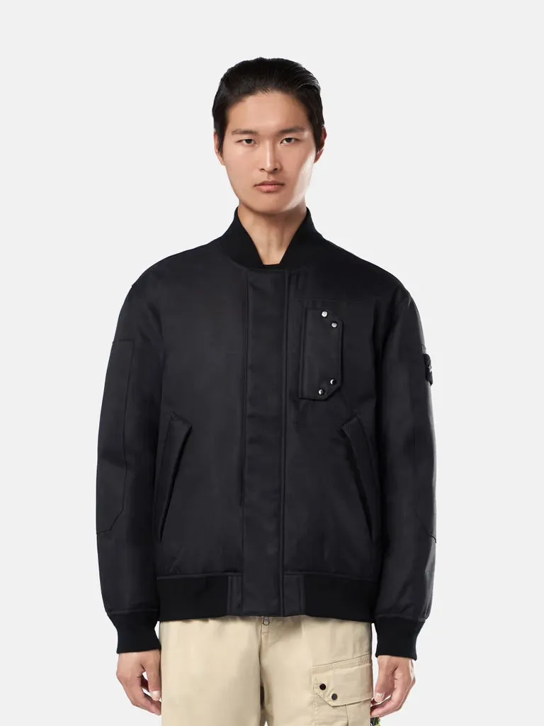 Wind-Resistant Down Bomber Jacket - Black