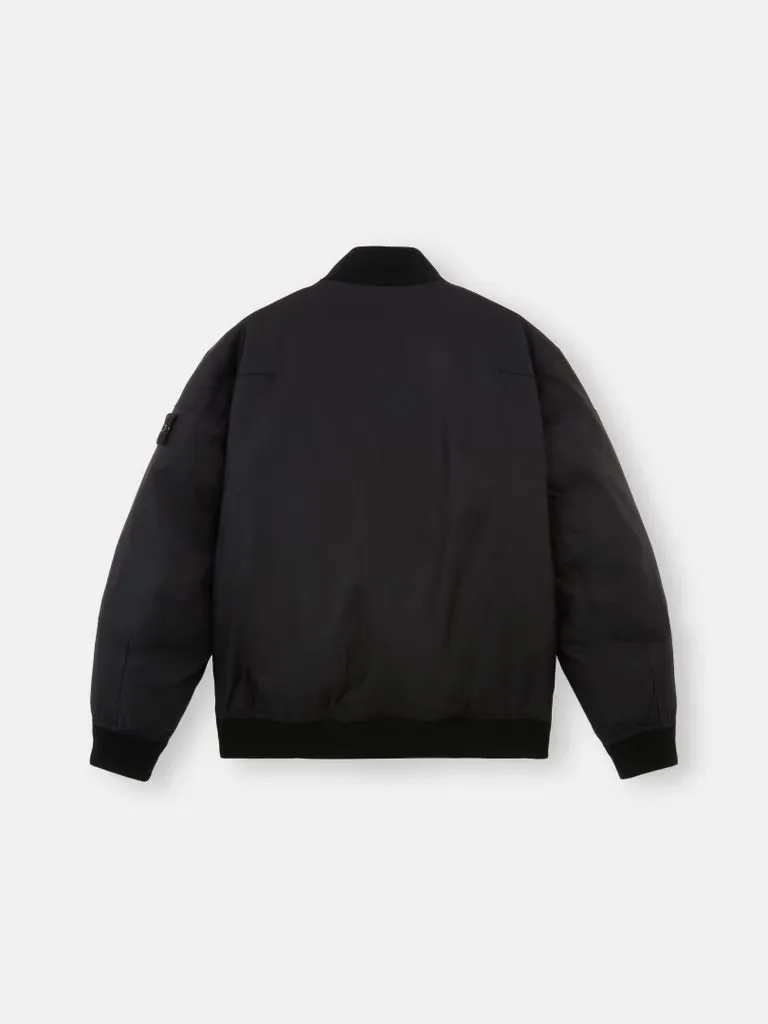 Wind-Resistant Down Bomber Jacket - Black