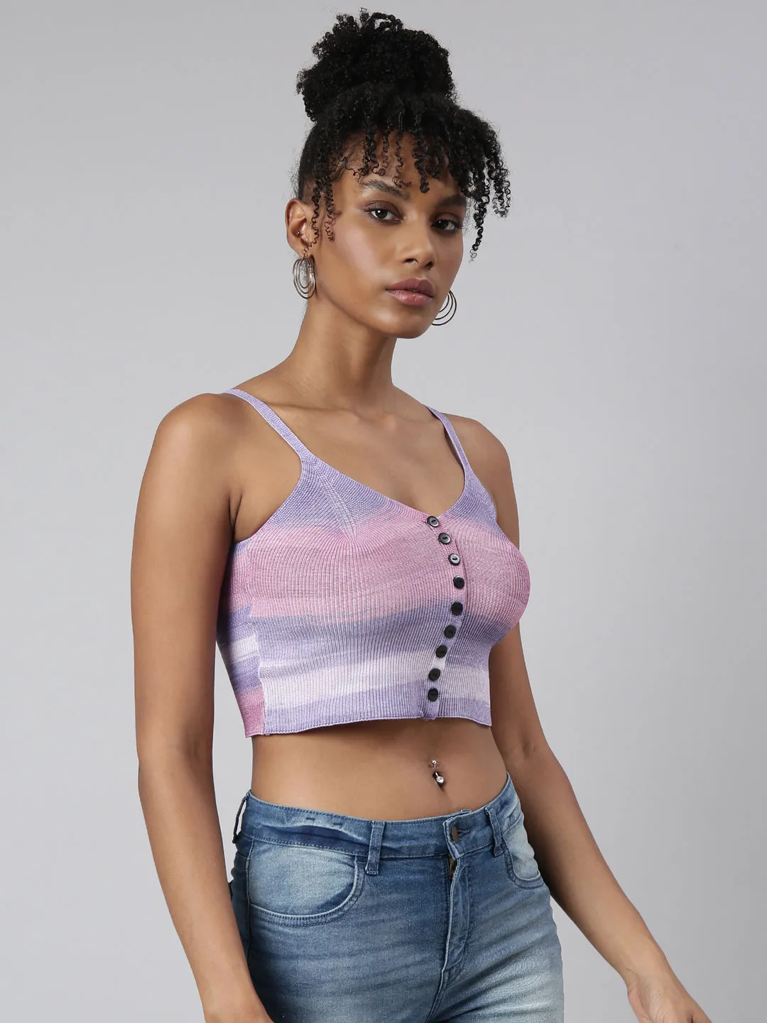 Women Lavender Tie and Dye Bralette Crop Top