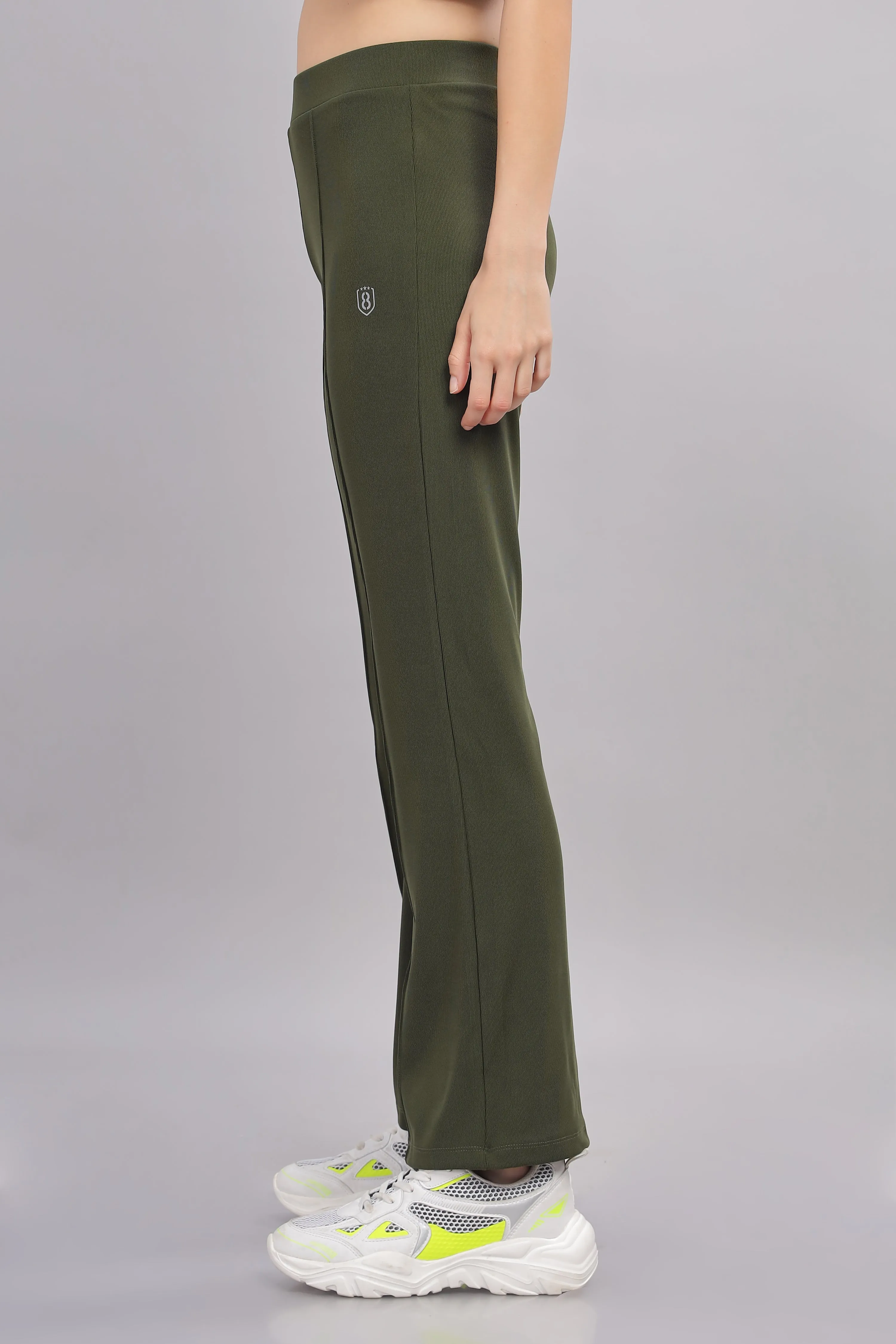 Women’s Super stretch flexible flare Pants - Domin8 (Olive Green)