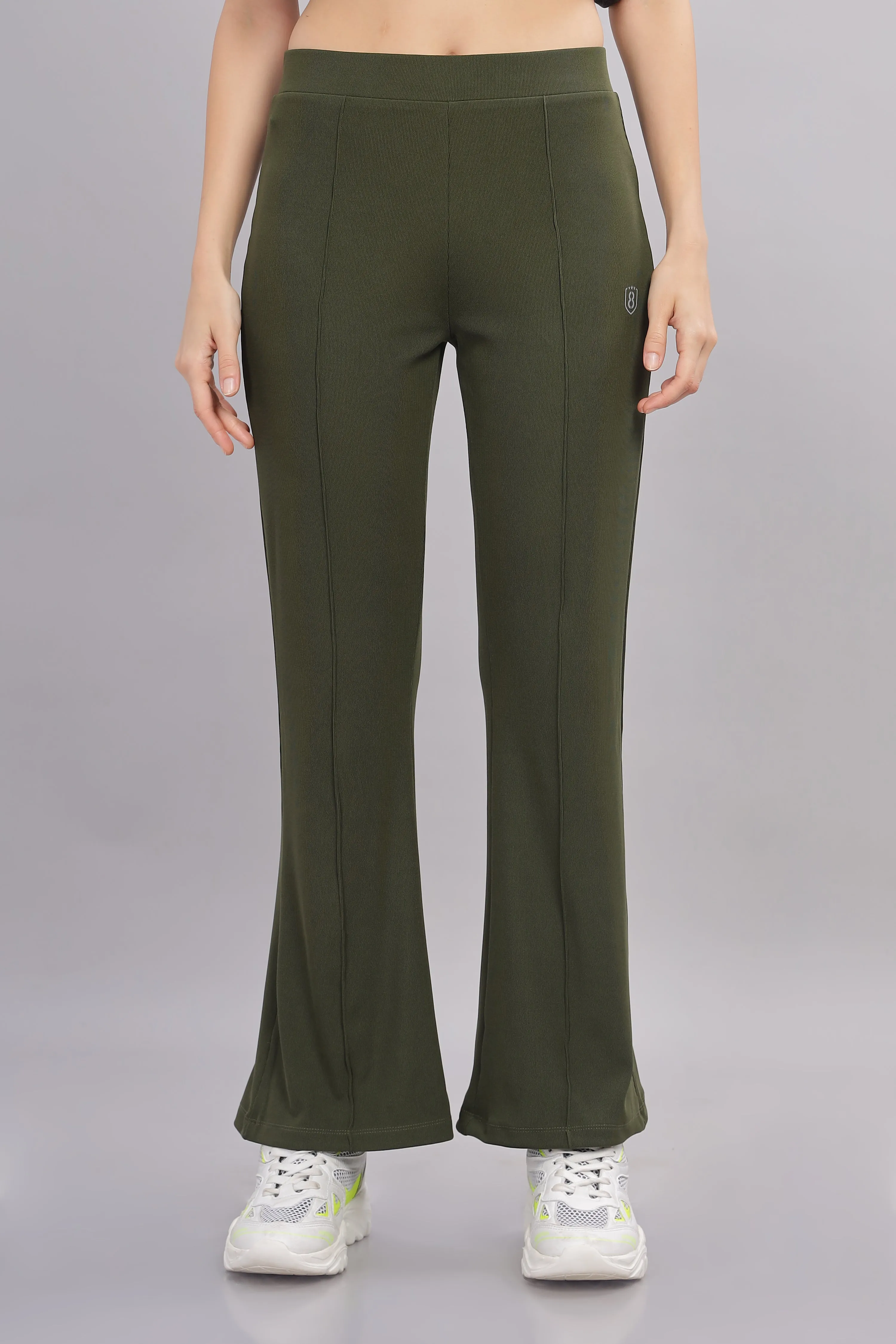 Women’s Super stretch flexible flare Pants - Domin8 (Olive Green)