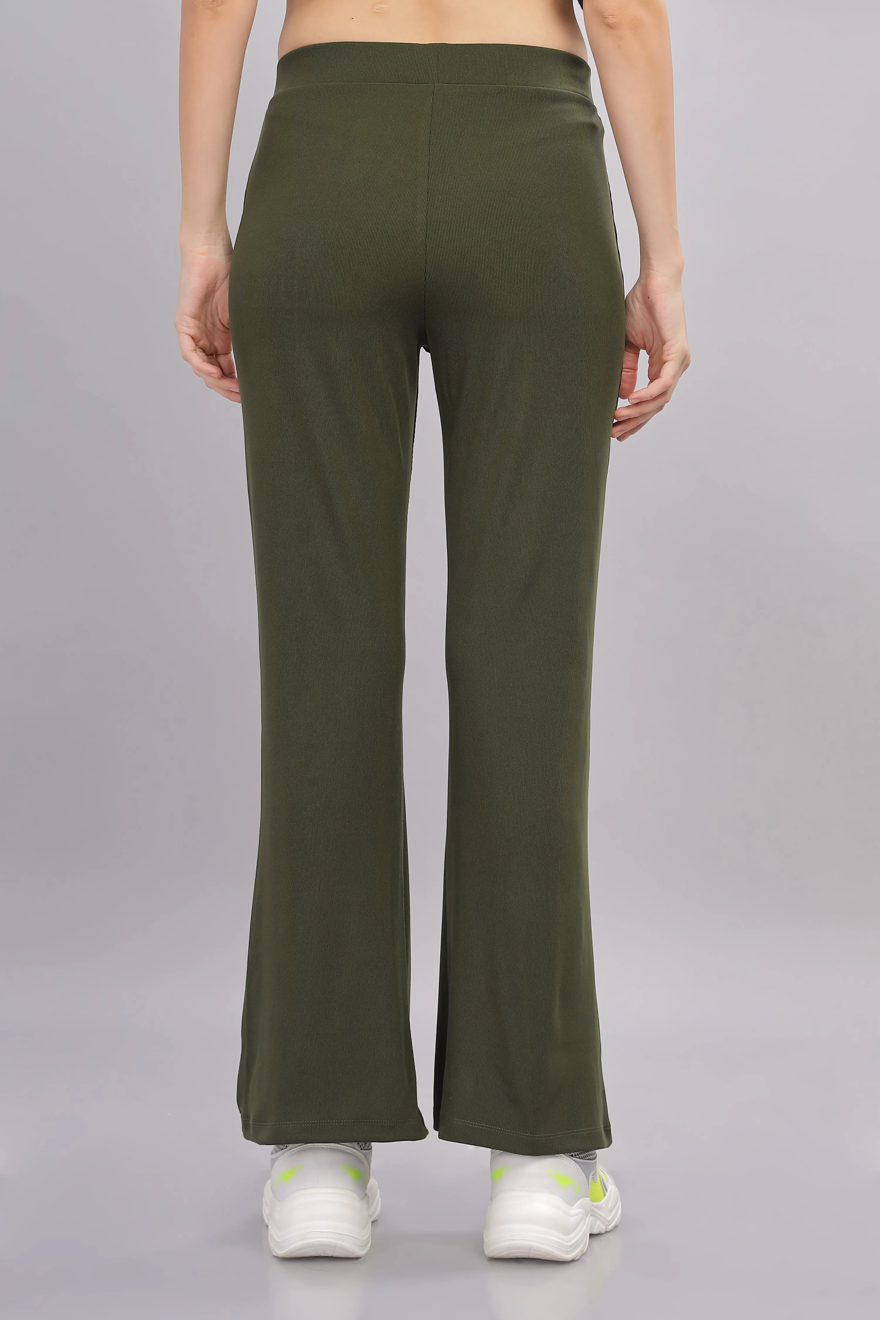 Women’s Super stretch flexible flare Pants - Domin8 (Olive Green)