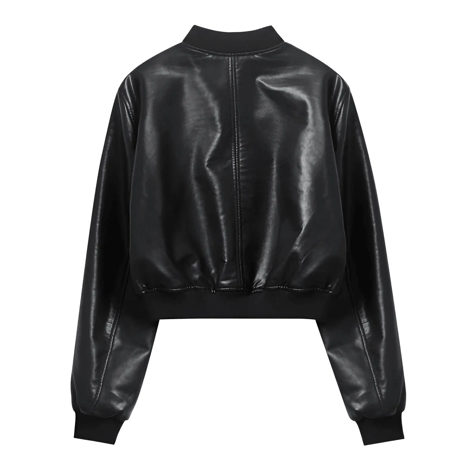 Women's Vintage Imitation Leather Bomber Jacket