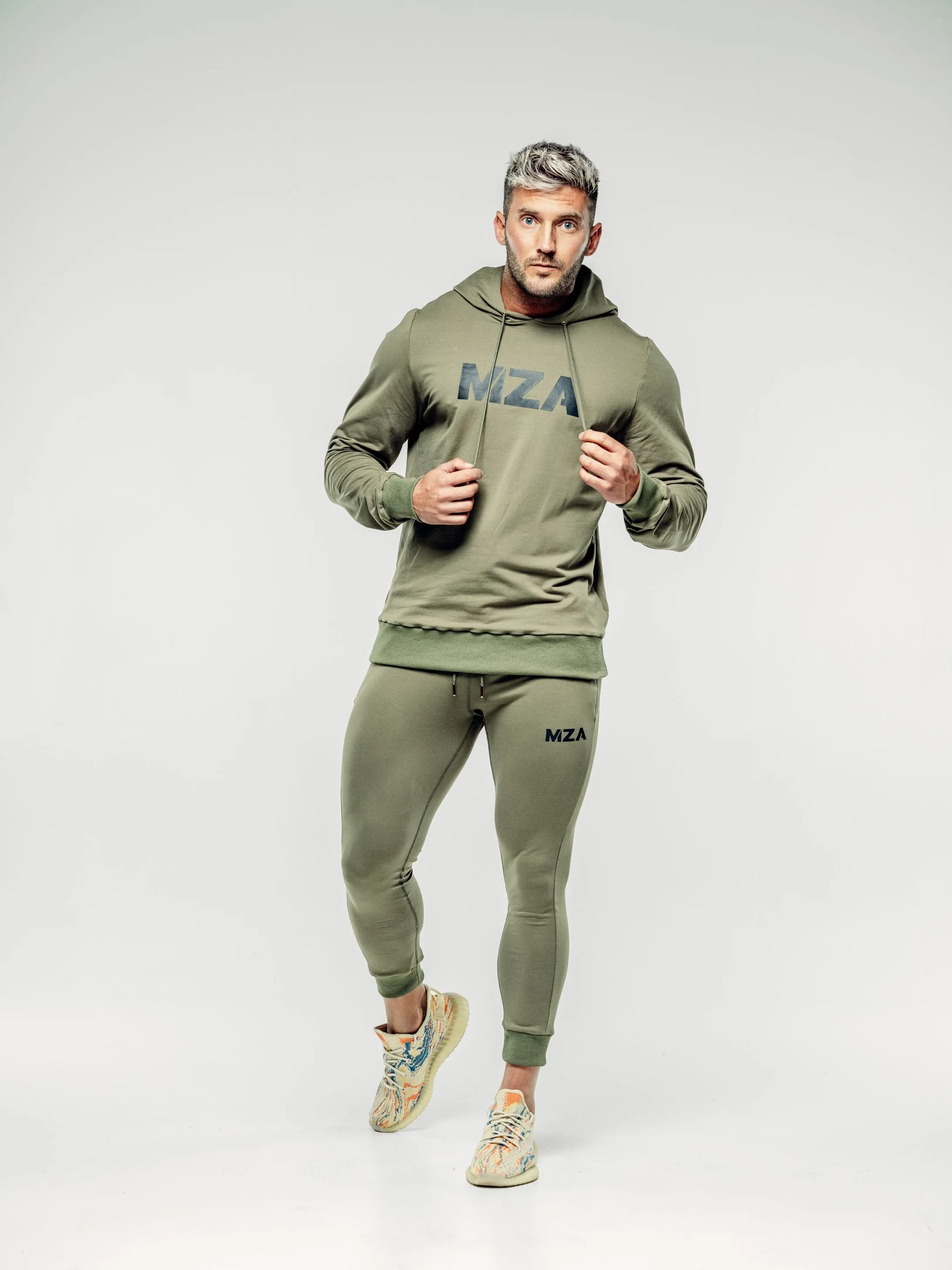 X TAPERED FIT HOODIE  - KHAKI