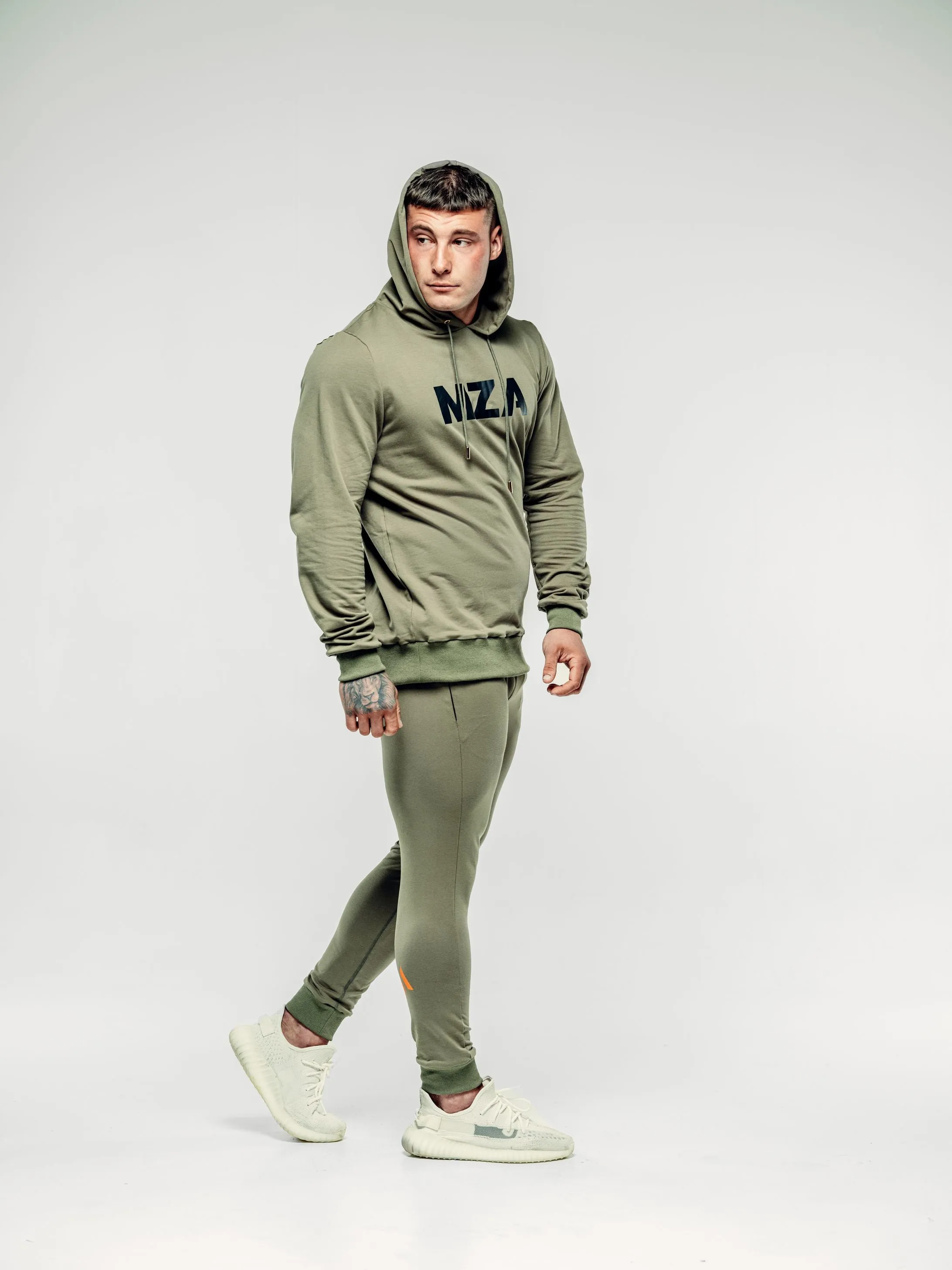 X TAPERED FIT HOODIE  - KHAKI