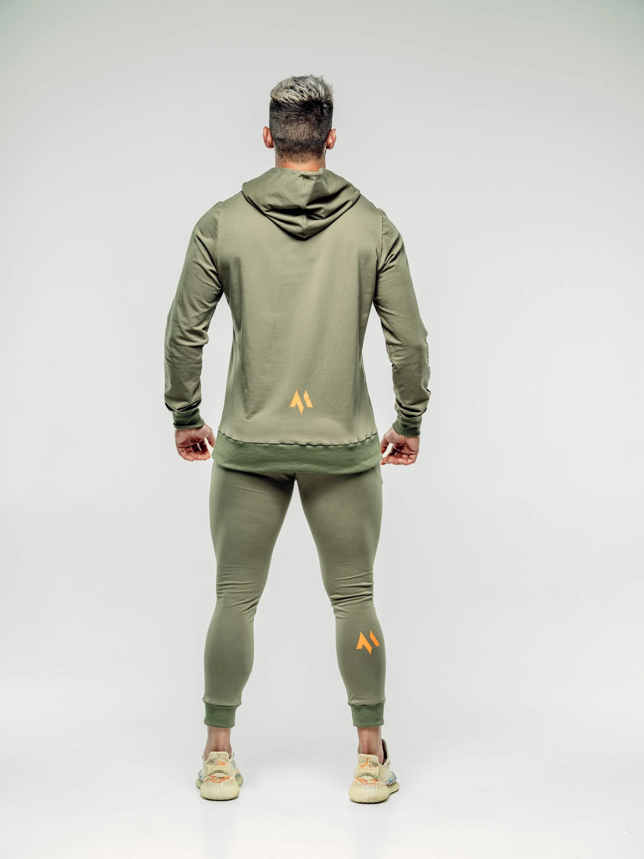 X TAPERED FIT HOODIE  - KHAKI