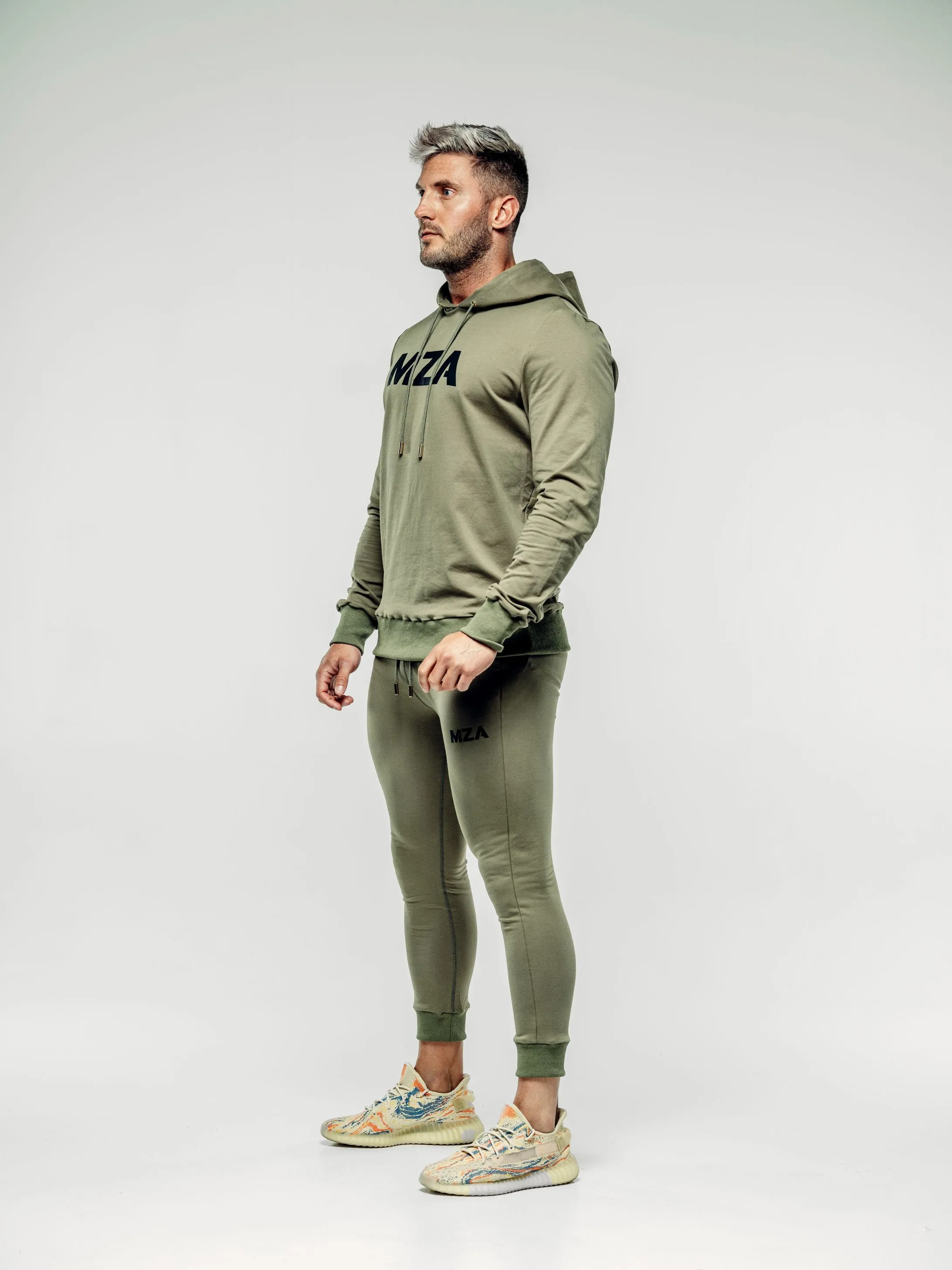 X TAPERED FIT HOODIE  - KHAKI