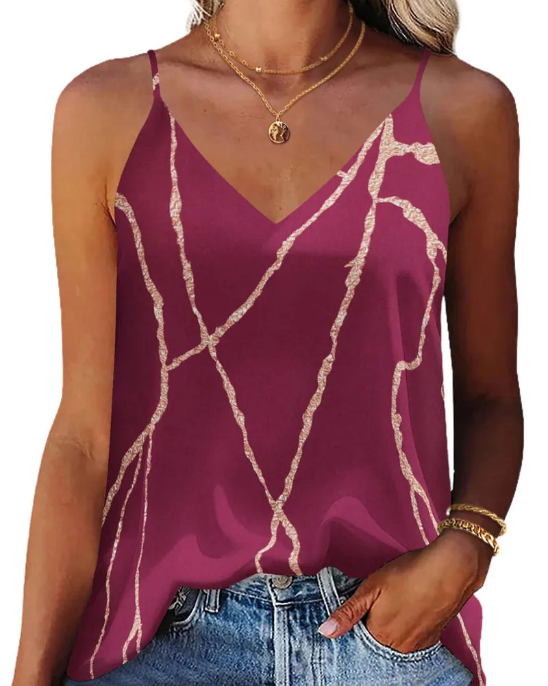 Zeagoo V-Neck Chiffon Spaghetti Strap Tank Top