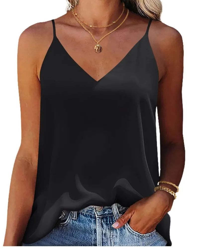 Zeagoo V-Neck Chiffon Spaghetti Strap Tank Top